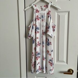 Sienna Sky Flutter Sleeve Cold Shoulder Floral Dress